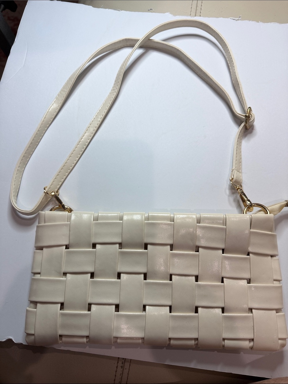 Woven Crossbody Bag in Cream